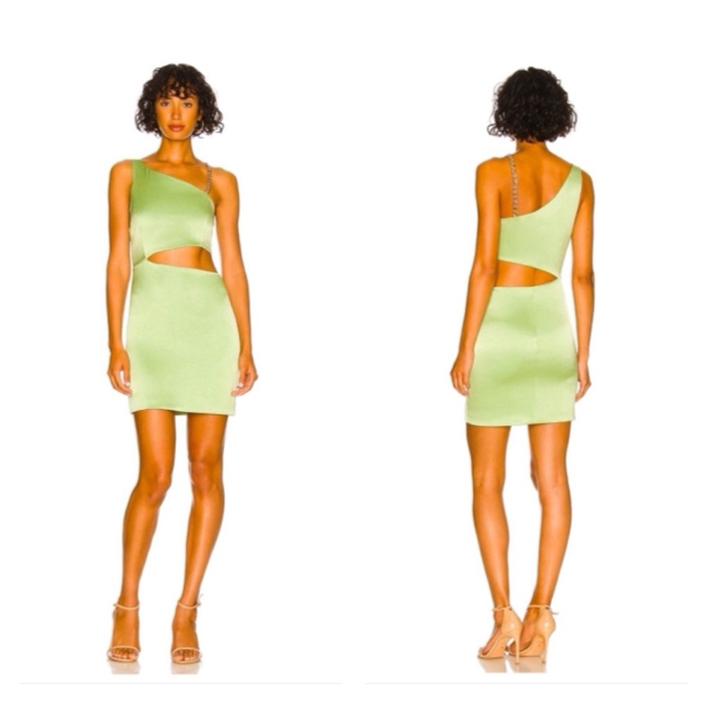 Alice + Olivia Karolina Cut Out Gold Chain Accent Mini Dress